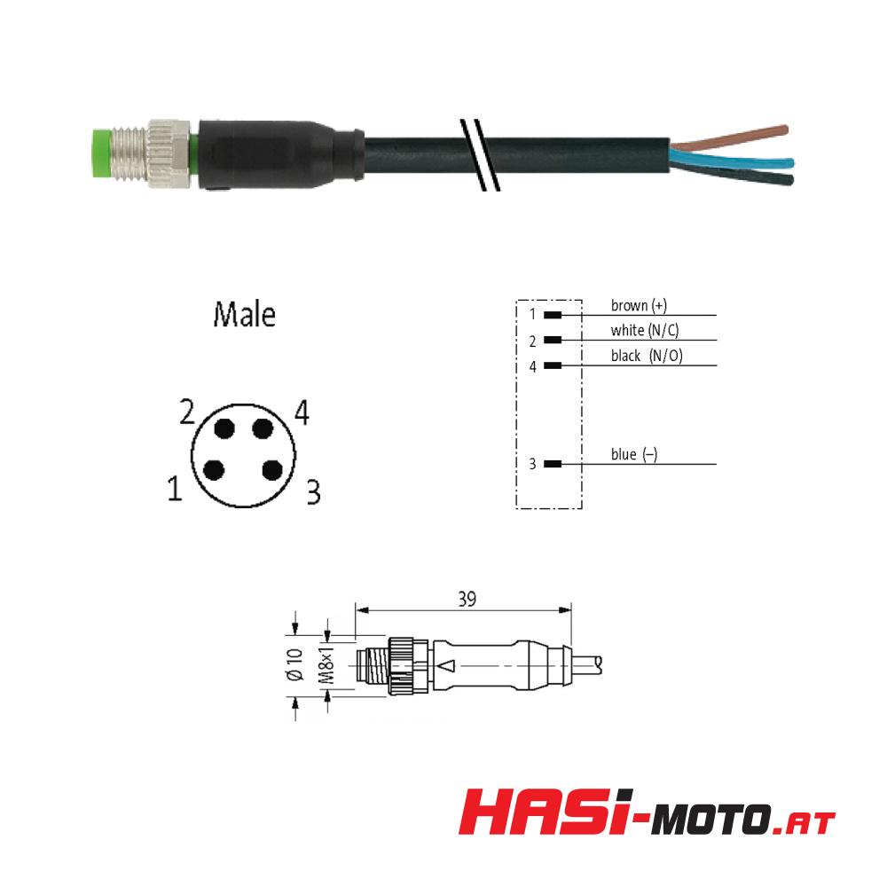 Kabel 4-polig Stecker (M8) - HASI-MOTO